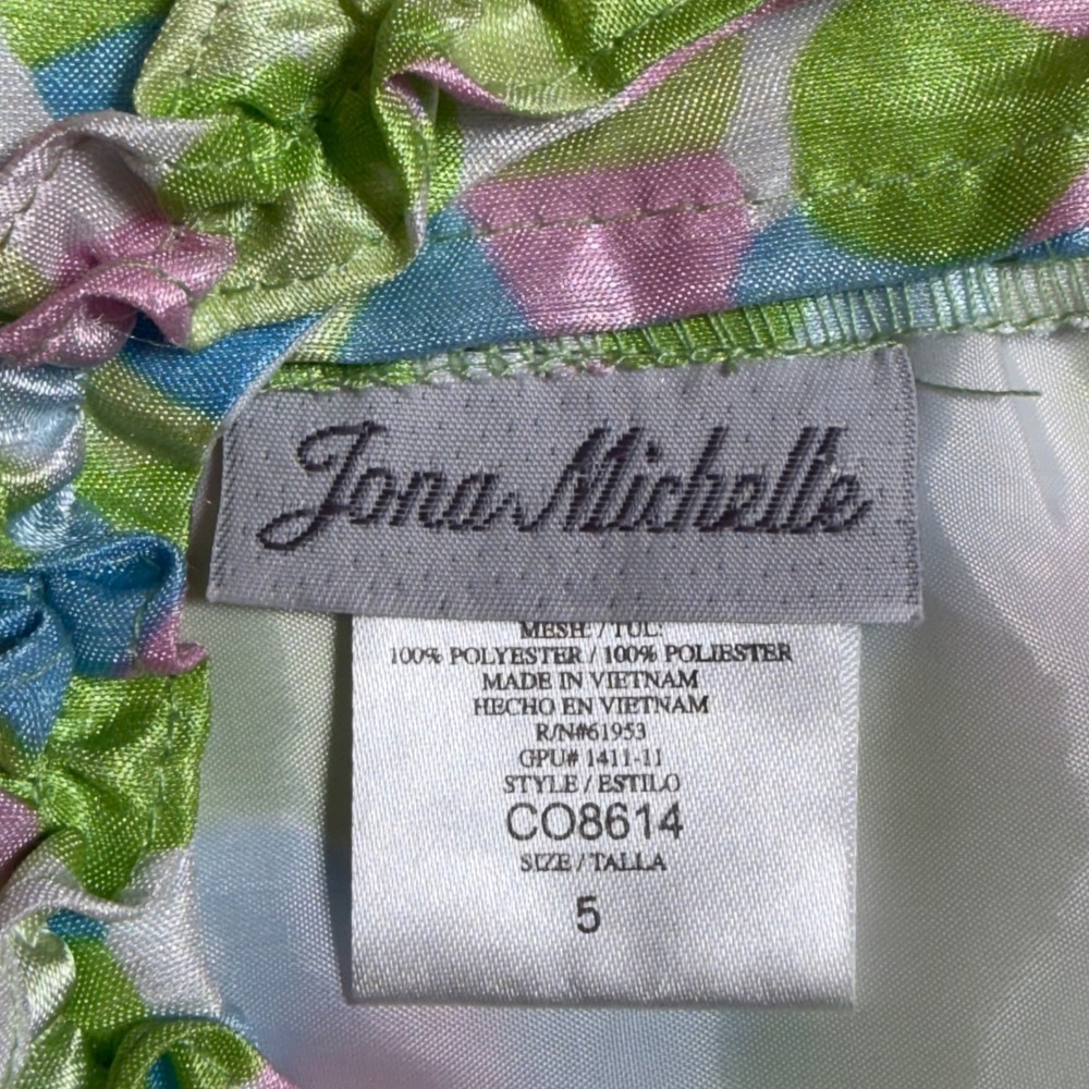 Jona Michelle Girls Floral Party Dress‎ Pink Green Blue Tulle Bow CO8614 Size 5 - Picture 3 of 16